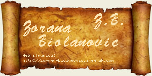 Zorana Biolanović vizit kartica